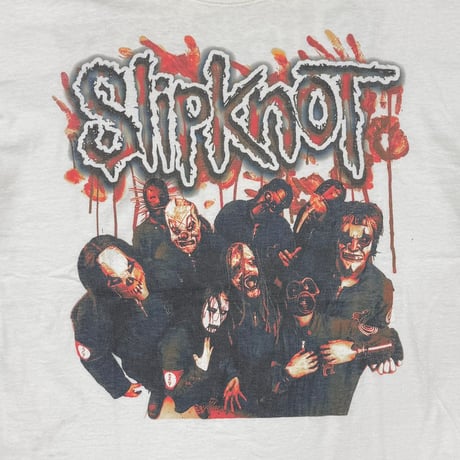 Slipknot 2002 BLOOD LOGO MEMBER DOUBLESIDE WHITE GILDAN LARGE 1744