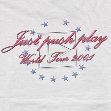 AEROSMITH 2001 AERO FORCE ONE JUST PUSH PLAY WORLD TOUR WHITE M&O XL 7658