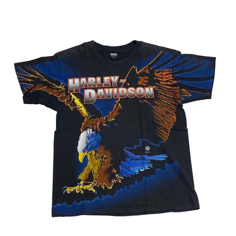 HARLEY DAVIDSON 1995 OVP EAGLE TEE BLUE ORANGE XL 0115
