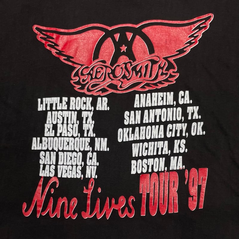 1997s Aerosmith World tour 90s USA製 1997 Aerosmith Nine Lives World Tour Shirt | Authentic Vintage Tee