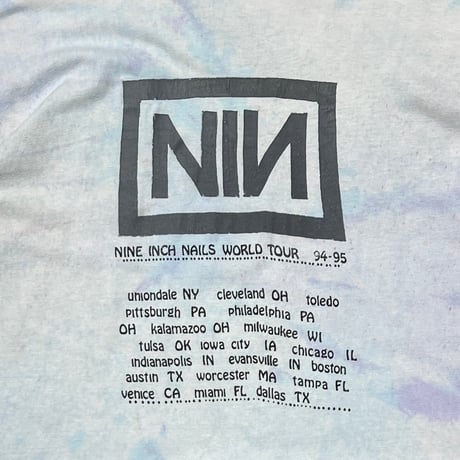 NINE INCH NAILS WORLD TOUR 94-95 BOX LOGO BOOTLEG TIEDYE SHORT HILLS TEE XL 9633
