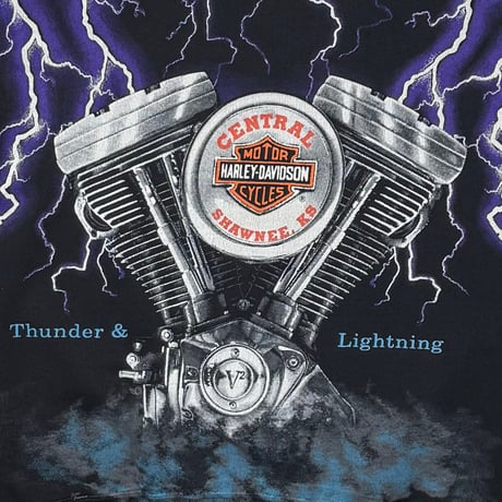 HARLEY DAVIDSON THUNDER & LIGHTNING PURPLE CREWNECK SWEAT HANES LARGE 9995