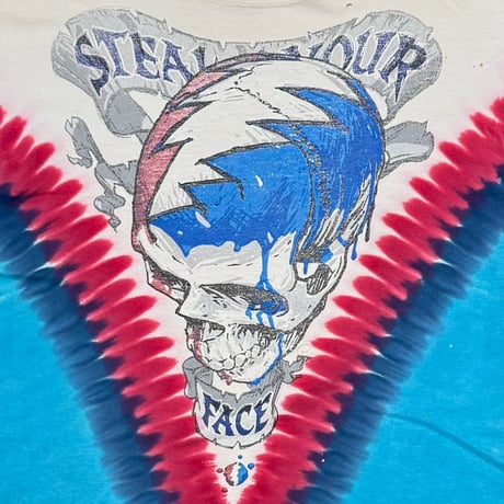 GRATEFUL DEAD STEAL YOUR FACE SKULL & ROSE TIE DYE LIQUID BLUE LARGE 8329
