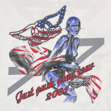 AERO SMITH JUST PUSH PLAY TOUR 2001 AMERICAN SORAYAMA LS WHITE DELTA XL 2359
