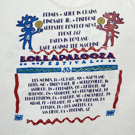 ALICE IN CHAINS LOLLAPALOOZA 1993 WHITE FITS XL 4295