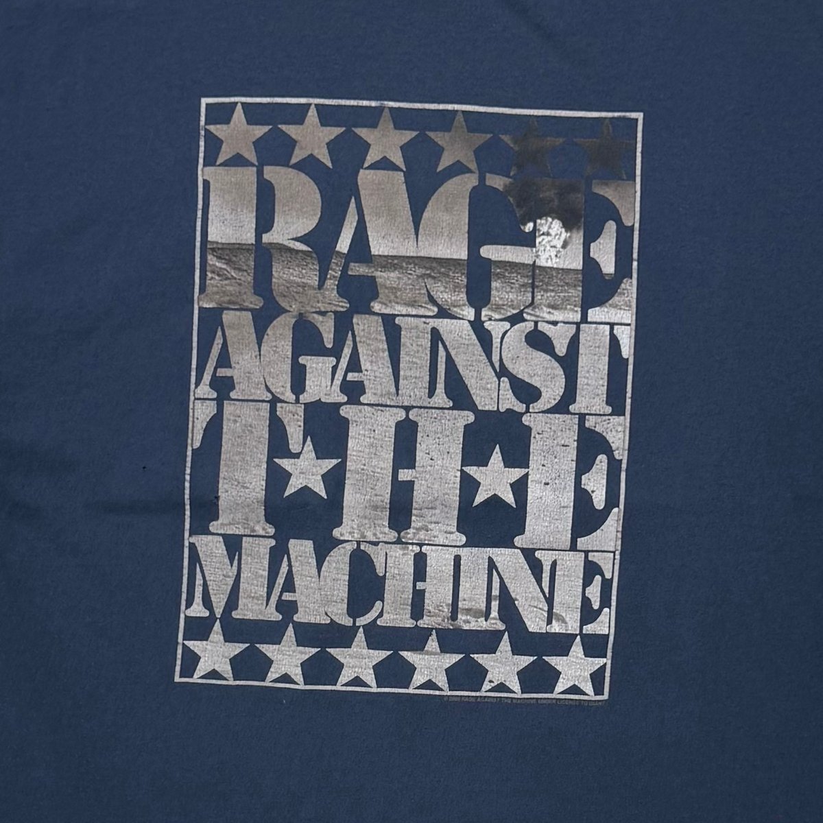 RAGE AGAINST ©2000 USA製 Mサイズ GIANT RAGE AGAINST THE MACHINE 2000 TEXT LOGO NAVY GI