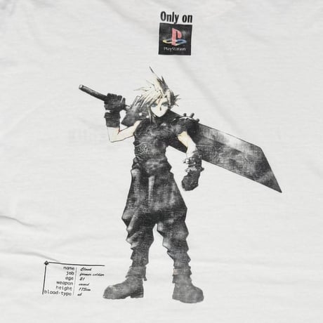 FINAL FANTASY 7 CLOUD ONLY ON PLAYSTATION WHITE ONEITA XL 9415
