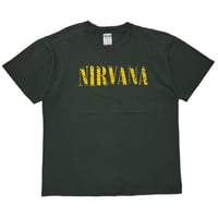 NIRVANA 2005 YELLOW TEXT LOGO GREEN GILDAN LARGE 9480