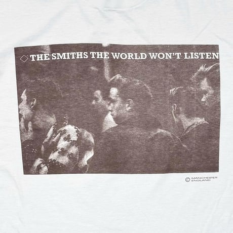 THE SMITHS THE WORLD WON'T LISTEN BROWN PORTRAIT WHITE FRUIT OF THE LOOM XL 4817