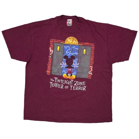 DISNEY VINTAGE THE TWILIGHT ZONE TOWER OF TERROR BURGUNDY XXL 9542