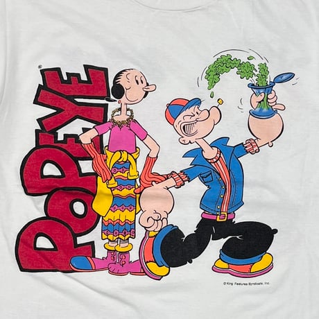 POPEYE 1994 POPEYE & OLIVE OYL DOUBLESIDE WHITE FITS XL 8296