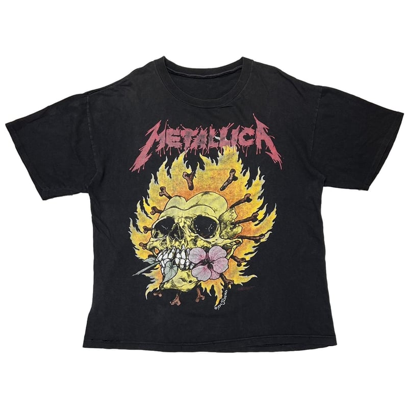 METALLICA PUSHEAD 1994 FLAMING FLOWER SKULL FIT