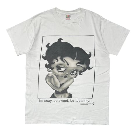 BETTY BOOP 1997 BE SEXY BE SWEET JUST BE BETTY CK PARODY WHITE FRUIT OF THE LOOM MEDIUM 6938