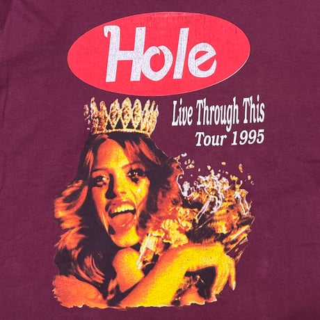 HOLE LIVE THROUGH THIS TOUR 1995 LS BORDEAUX FRUIT OF THE LOOM XL 4275