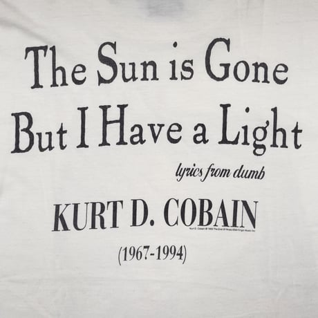 NIRVANA 1995 KURT COBAIN MEMORIAL PORTRAIT THE SUN IS GONE WHITE GIANT LARGE 1195