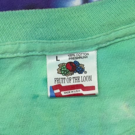 GRATEFUL DEAD 1990 OLYMPIC VELODROME FOOTBALL SKULL TIE DYE GREEN PURPLE FRUIT OF THE LOOM L 4153