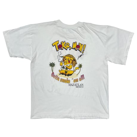 TOKE MON POKEMON PARODY SMOKING WEED TEE WHITE FITS LARGE - XL 3113