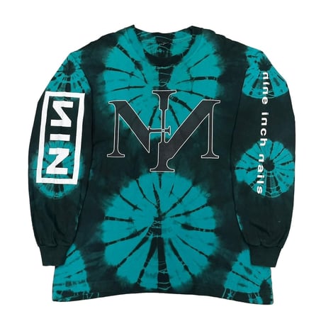 NINE INCH NAILS NIN SIN LOGO LS TIE DYE GREEN BLACK XL 1950