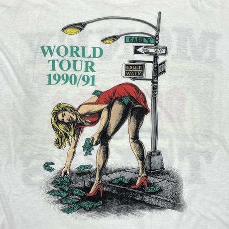 AC/DC 1990 MONEY TALKS WORLD TOUR 1990/91 WHITE FITS XL 8222