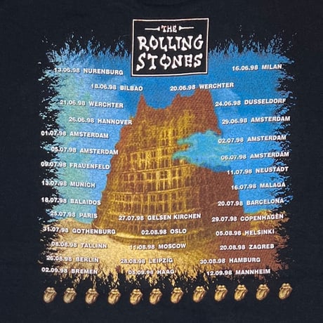 THE ROLLING STONES 1998 BRIDGE TO BABYLON BOOTLEG GOLD BIG TONGUE BLACK FITS XL 1567