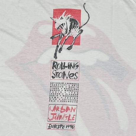 THE ROLLING STONES URBAN JUNGLE EUROPE 1990 LIP & TONGUE WHITE EURO FITS XL 8215