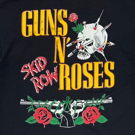 GUNS N' ROSES LIVE 1991 SKULL HEART GUN SKID ROW BLACK FITS XL 3674