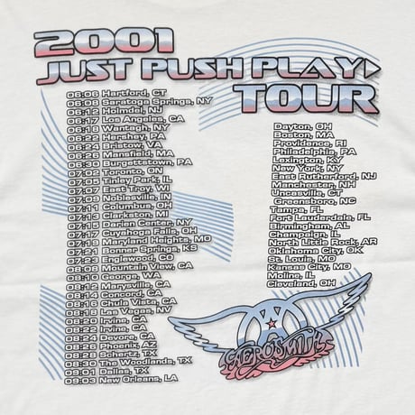 AEROSMITH SORAYAMA JUST PUSH PLAU TOUR 2001 LS WHITE GILDAN LARGE 8039