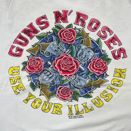 GUNS N' ROSES 1991 USE YOUR ILLUSION TOUR WHITE BROCKUM XL 3238