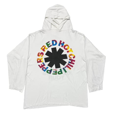 RED HOT CHILI PEPPERS POSITIVE MENTAL OCTOPUS TOUR HOODED LS WHITE FITS XL 0038