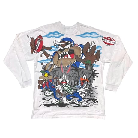 LOONEY TUNES TAZMANIAN DEVIL 1995 TAZ LARGER THAN LIFE LS WHITE XL 7971