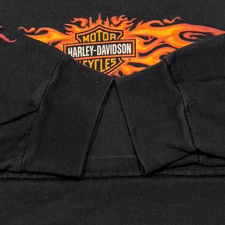 HARLEY DAVIDSON 2002 FLAME SKULL SLEEVES HOLLYWOOD CALIFORNIA USA LS XL 7919