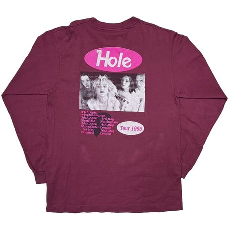 HOLE LIVE THROUGH THIS TOUR 1995 LS BORDEAUX FRUIT OF THE LOOM XL 4275
