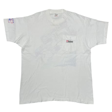 Marlboro INDIANAPOLIS 500 WORLD CHANPIONSHIP TEAM POCKET TEE WHITE FRUIT OF THE LOOM XL