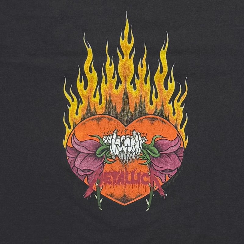 METALLICA PUSHEAD 1994 FLAMING FLOWER SKULL GIN