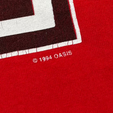 oasis 1994 BOX LOGO BACK CIRCLE LOGO RED FRUIT OF THE LOOM XL 2016