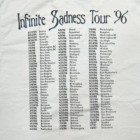 THE SMASHING PUMPKINS INFINITE SADNESS TOUR 1996 WHITE SOFTEE XL 0823