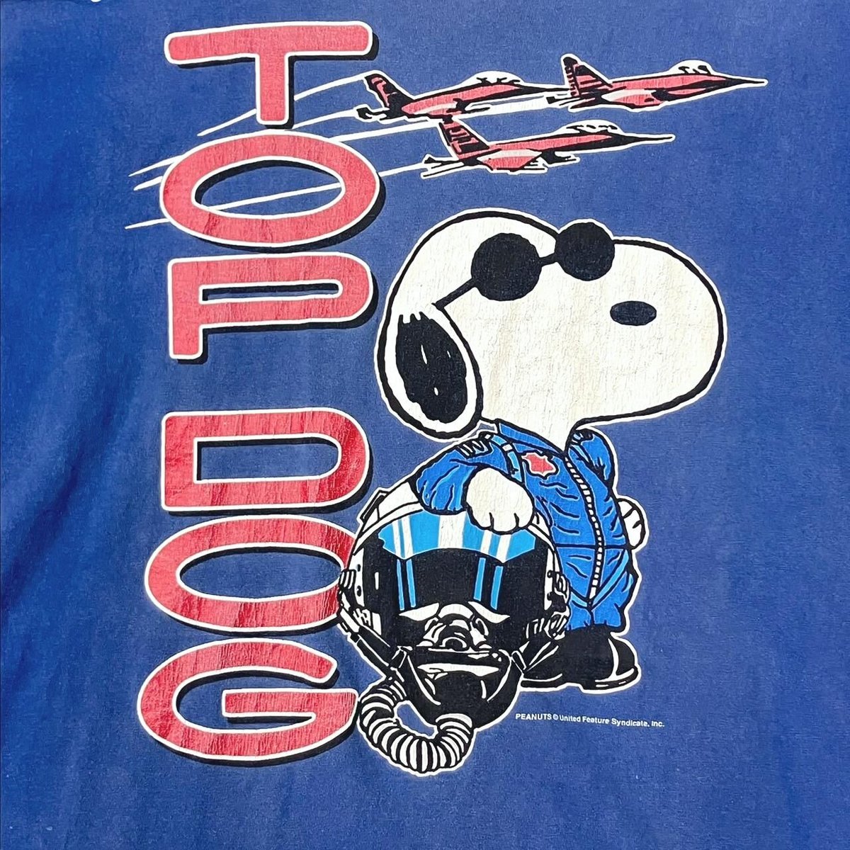 PEANUTS SNOOPY TOP DOG TOP GUN PARODY BLUE JERZEES XL 9492