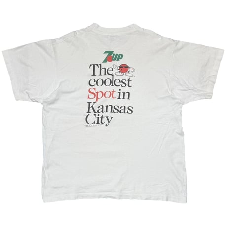 7UP 1990 THE COOLEST SPOT IN CANSAS CITY WHITE FRUIT OF THE LOOM XL 4296