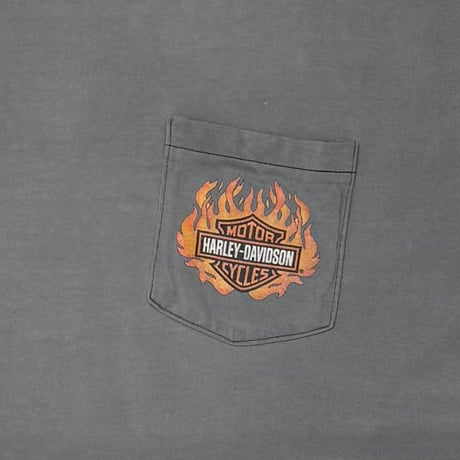 HARLEY DAVIDSON GREEN VILLE SOUTH CALIFORNIA POCKET TEE FADED BLACK LARGE 2166