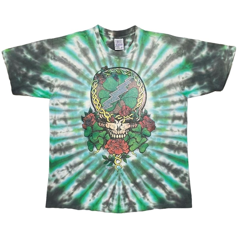 GRATEFUL DEAD 1995 SKULL CROSS TIE DYE GREEN
