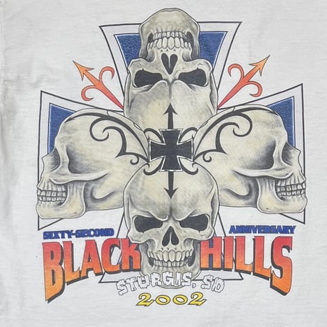 STURGIS 2002 SKULL IRON CROSS WU-WEAR TAG LS WHITE FITS LARGE