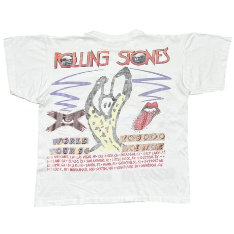 THE ROLLING STONES VOODOO LOUNGE 1994 BACK SPIKE TONGUE BOOTLEG WHITE FITS XL 1706