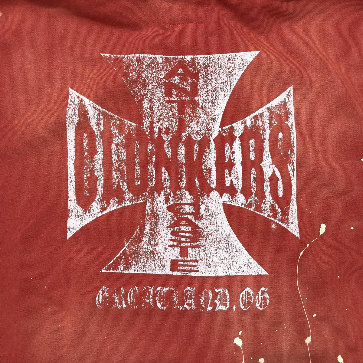 greatLAnd ORIGINAL CLUNKERS HOODIE RED PAINTED greatLAnd ORIGINAL CLUNKERS HOODIE RED PAINTED