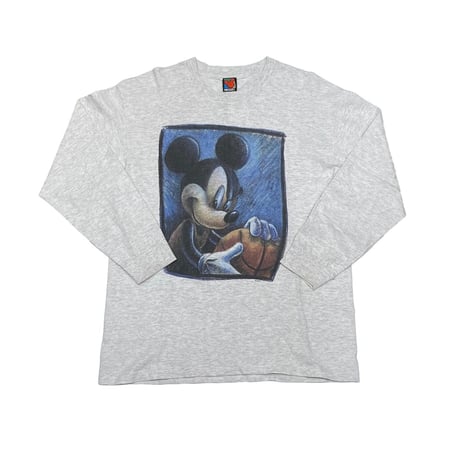 DISNEY VINTAGE MICKEY BASKETBALL ART LS TEE ASH GREY XL 2614