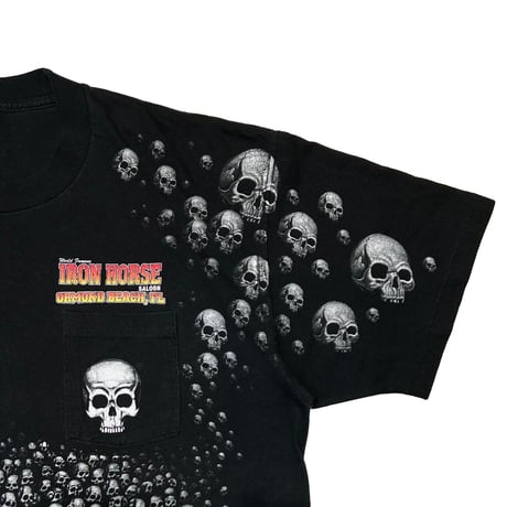 OLD & VINTAGE IRON HORSE SALOON SKULL & EAGLE OVP POCKET TEE FITS XL 4959