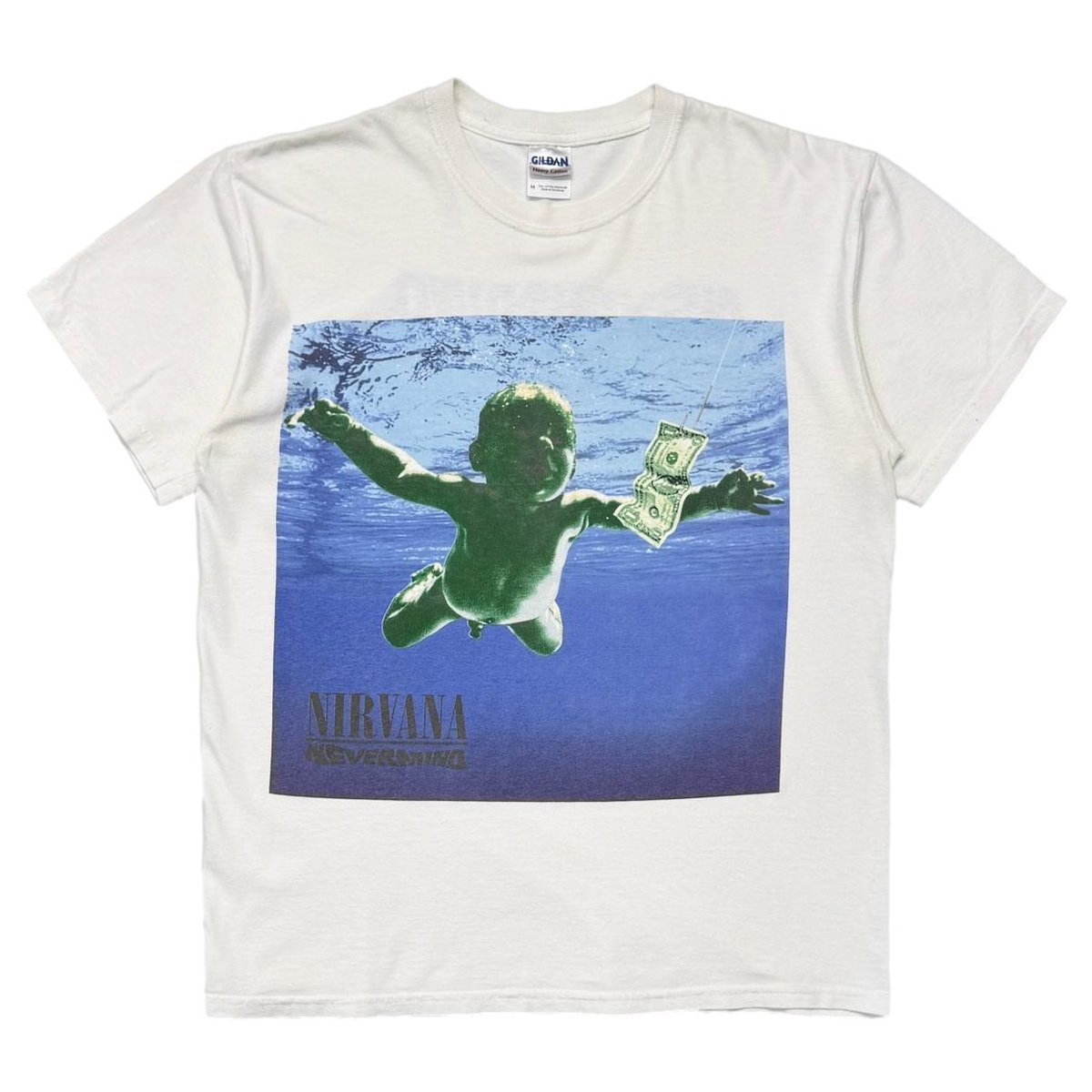 00s 超フェード　Nirvana NIRVANA Y2K NEVERMIND WHITE GILDAN MEDIUM 8955