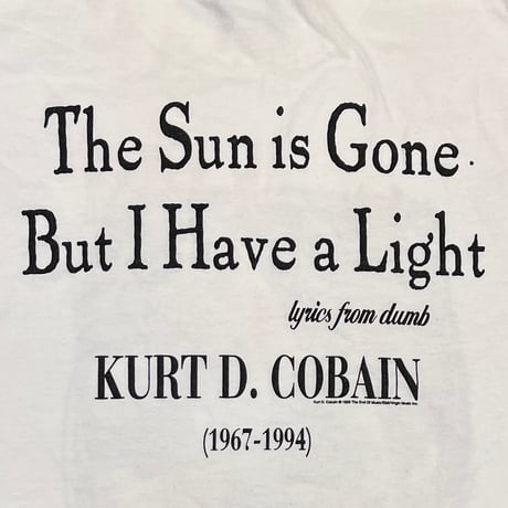 NIRVANA 1995 KURT COBAIN MEMORIAL THE SUN IS GONE WHITE GINAT LARGE 7759