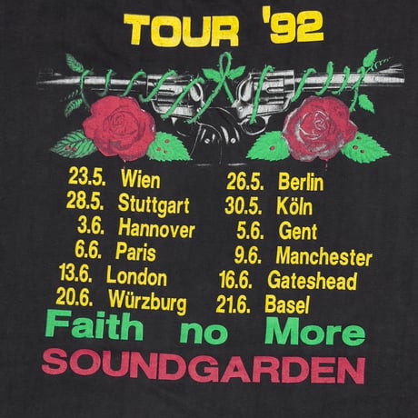 GUNS N' ROSES x FAITH NO MORE x SOUNDGARDEN TOUR 1992 FITS XL 0846
