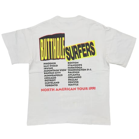 BUTTHOLE SURFERS NORTH AMERICAN TOUR 1991 WHITE SOFTEE XL 5337