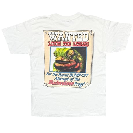 Budweiser 1998 WANTED LOUIE THE LIZARD WHITE GILDAN LARGE 5872